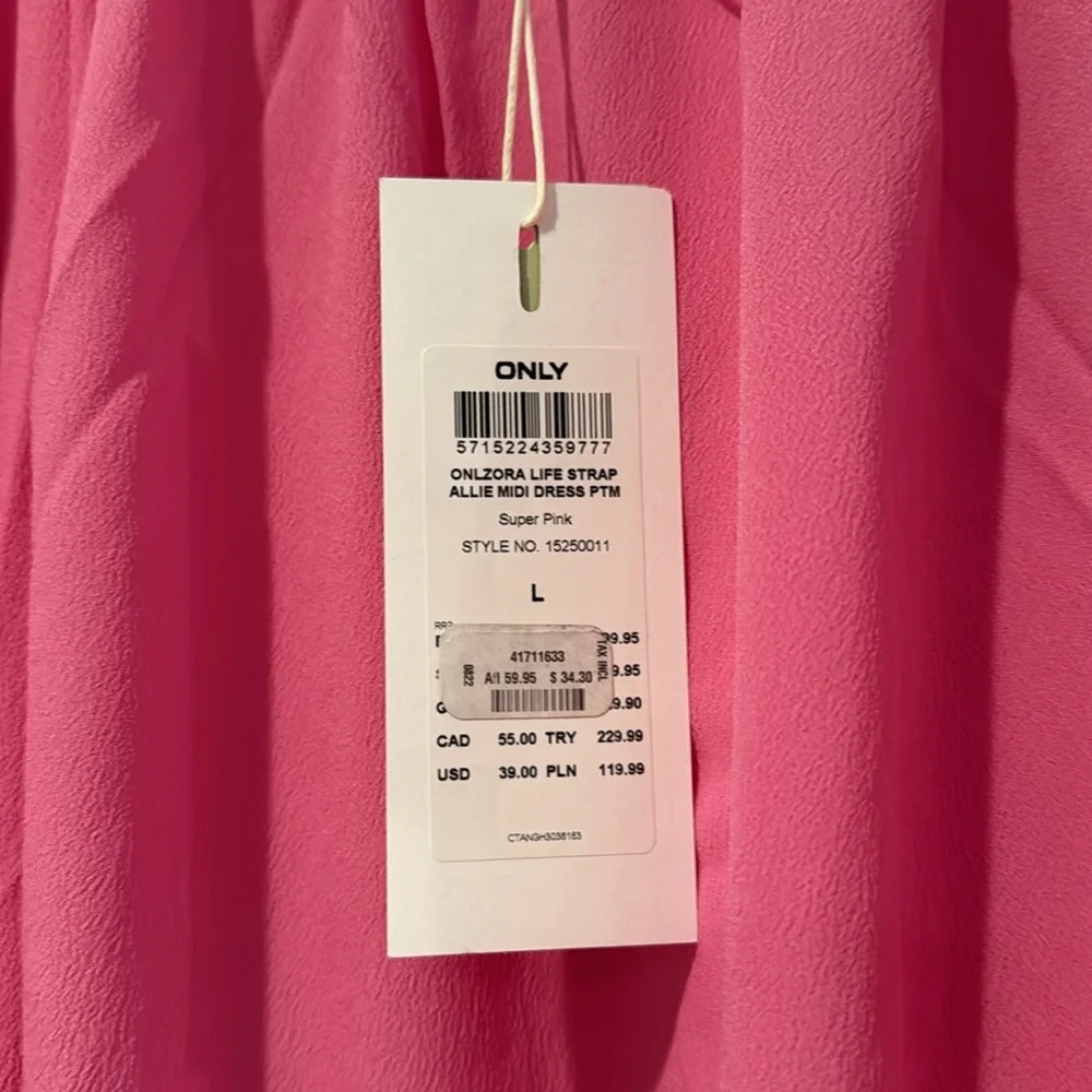 Ladies Pink Maxi Dress Lg NWT - Picture 3 of 3